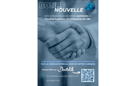 Nouveau partenaire : L’Institut Supérieur d’Ostéopathie de Lille